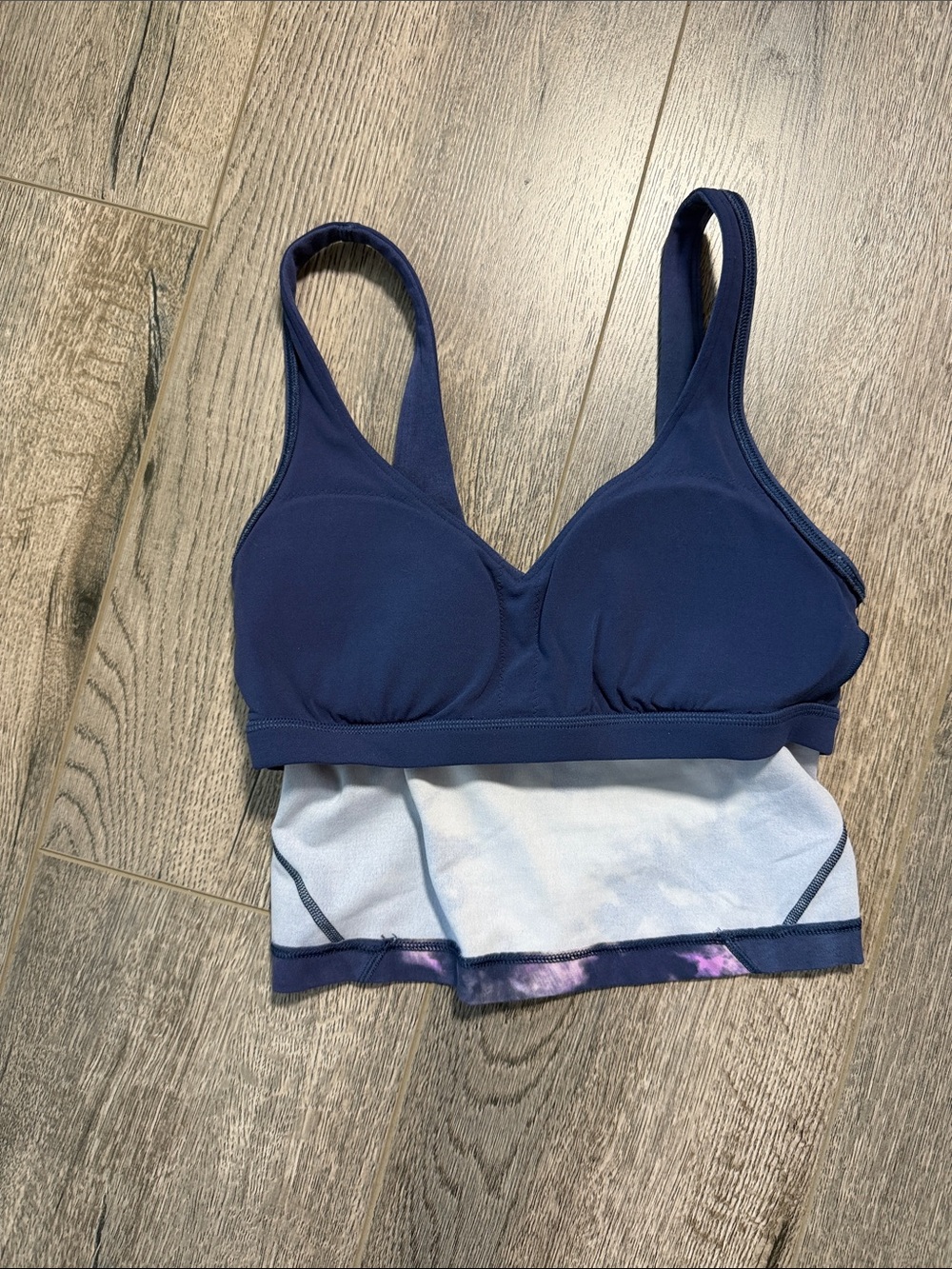 lululemon athletica Navy with Pink Tie-Dye Crop Workout Bra - Picture 7 of 8
